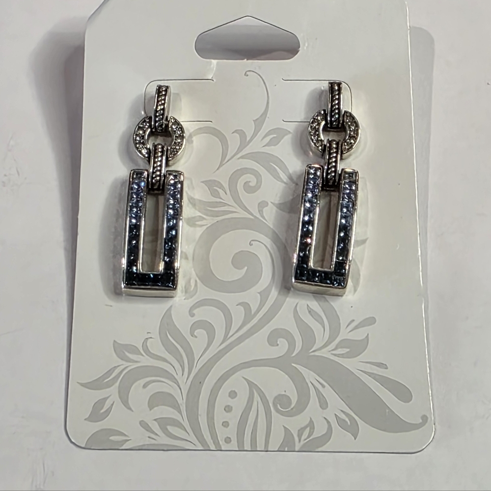 Brighton Spectrum Blue Silver Plated Graduated Drop Earrings New